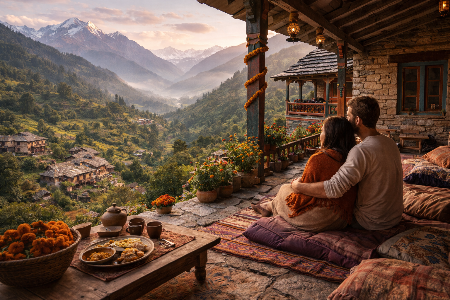 Serene stay in mountain surroundings