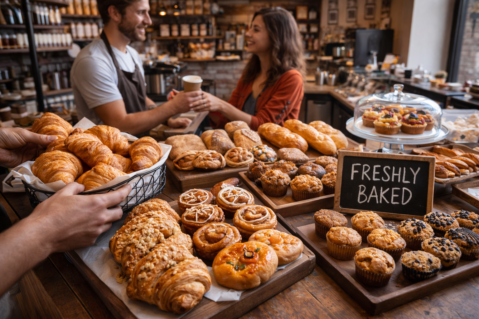 Freshly baked food served hot
