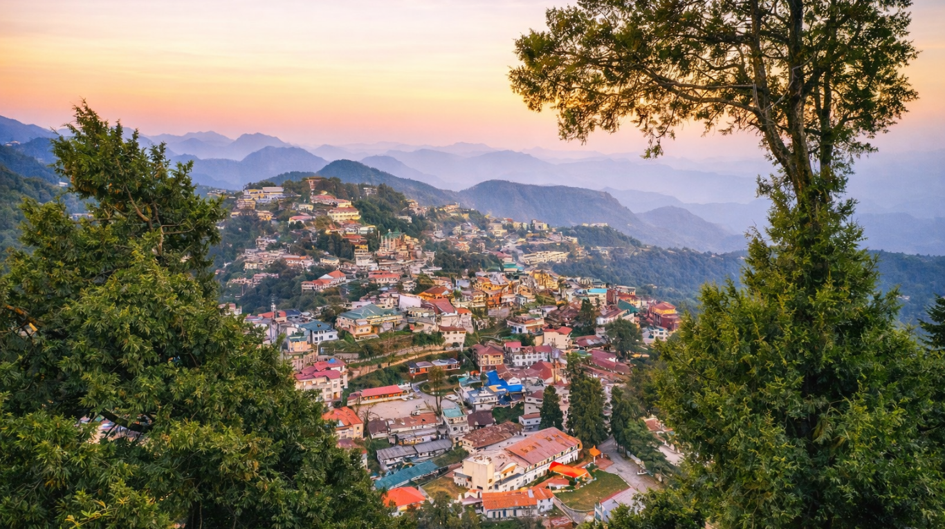 Mussoorie hill station with scenic mountain views