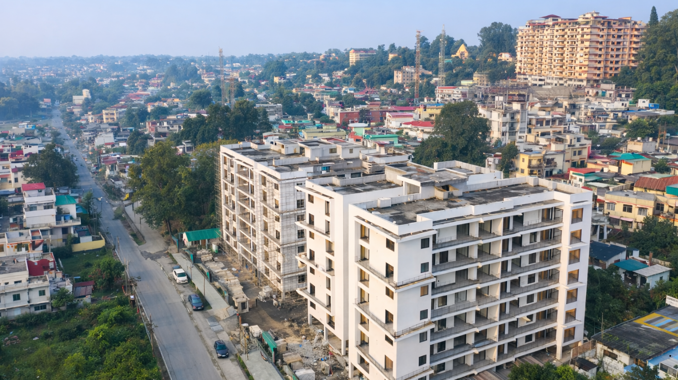 Residential area along Canal Road in Dehradun