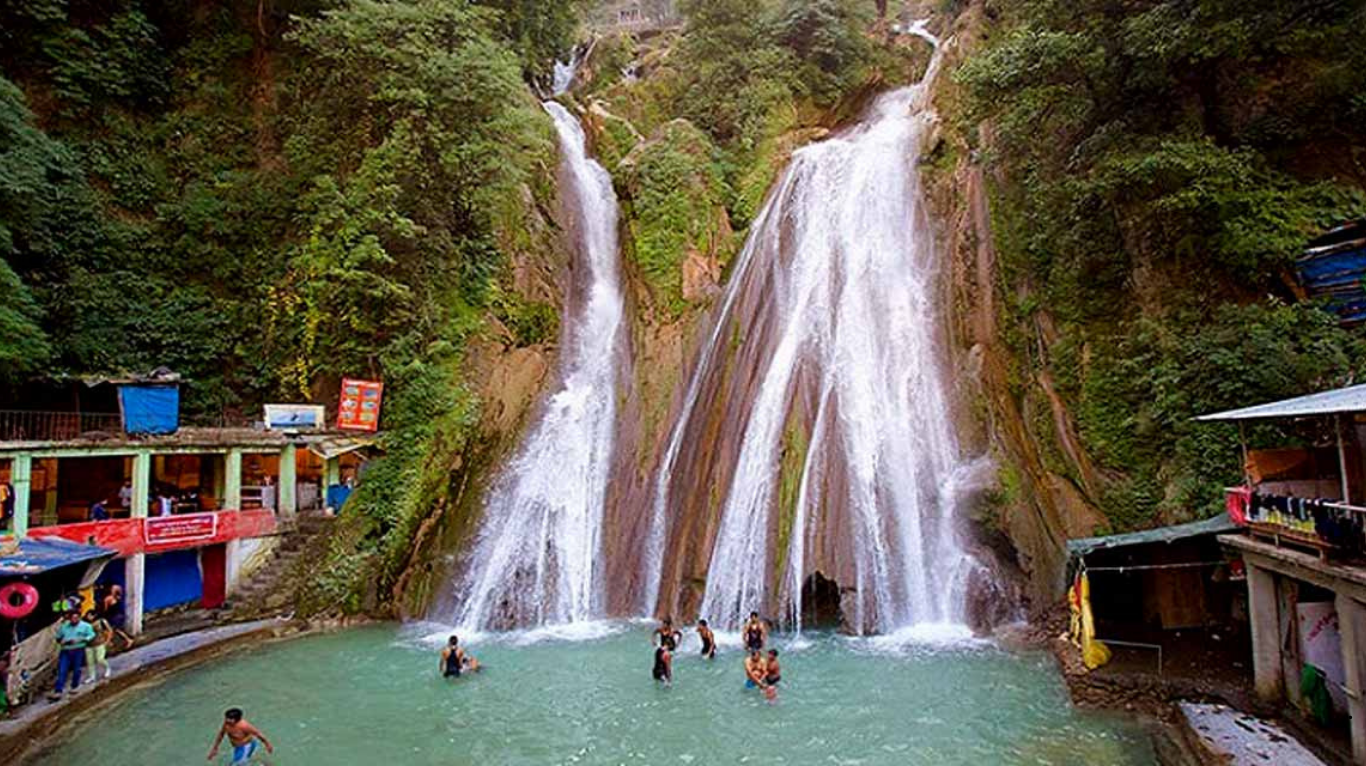 Waterfalls near Dehradun surrounded by nature