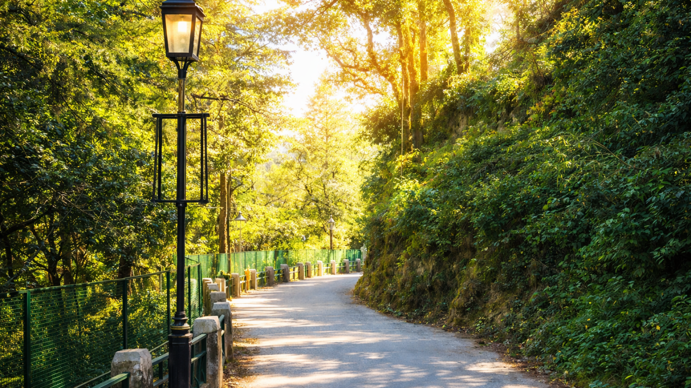 Camel’s Back Road in Mussoorie with scenic mountain views