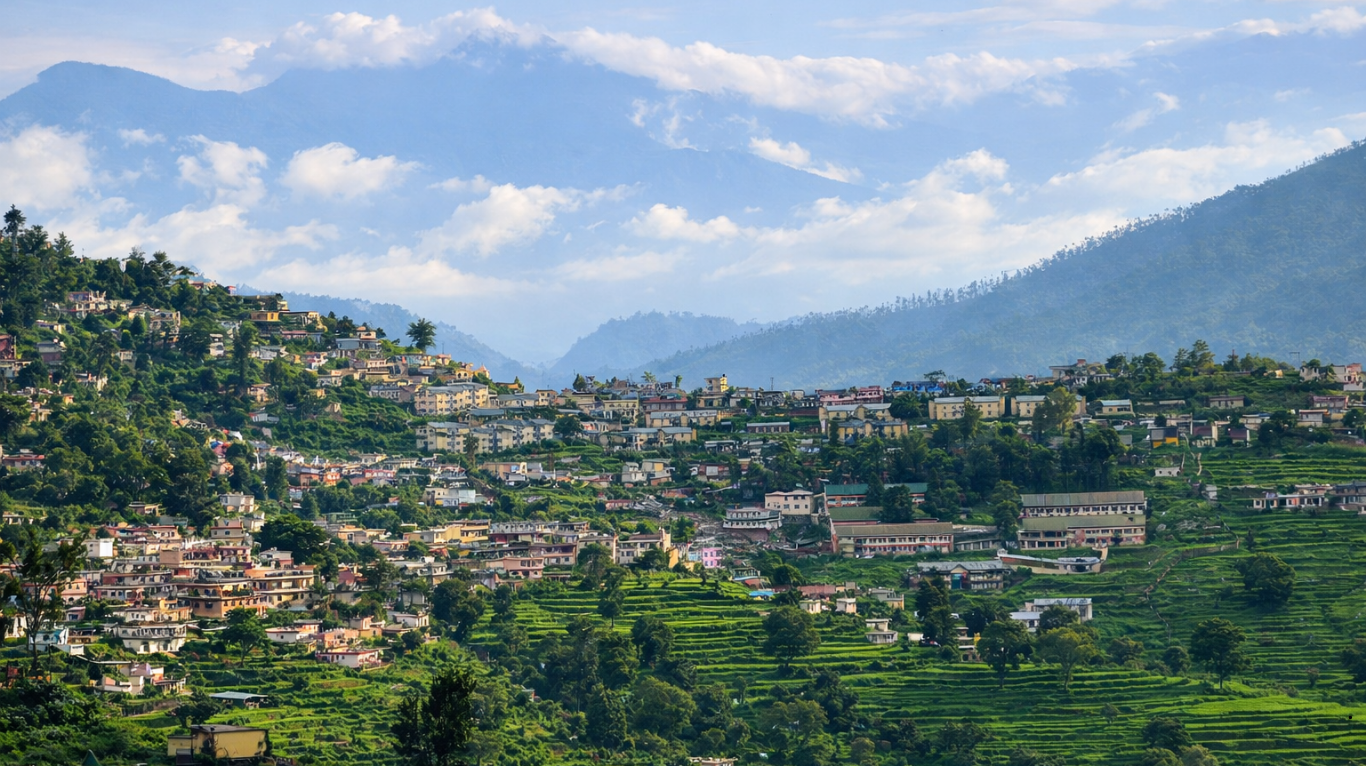 Almora village in Uttarakhand surrounded by hills