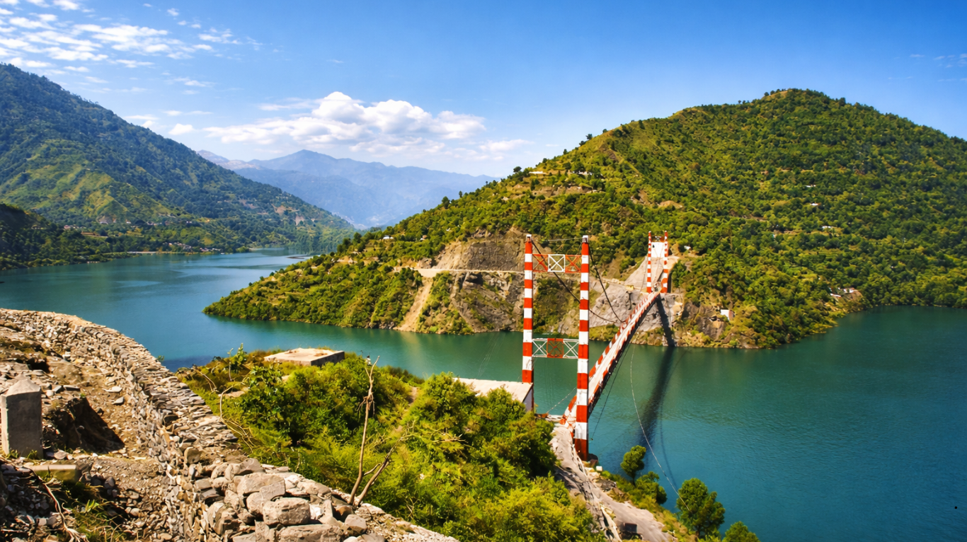 Scenic Tehri route through Himalayan mountains