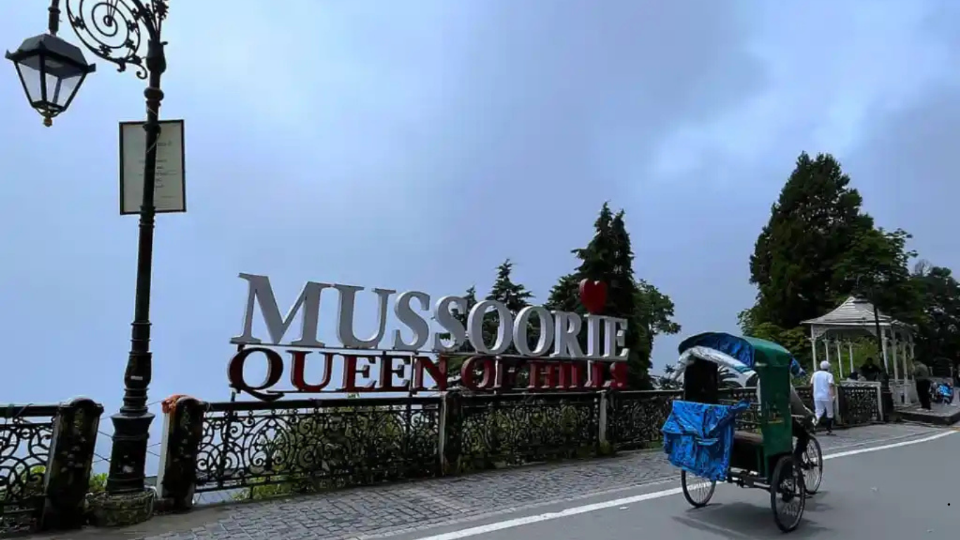 Mussoorie in summer with clear skies