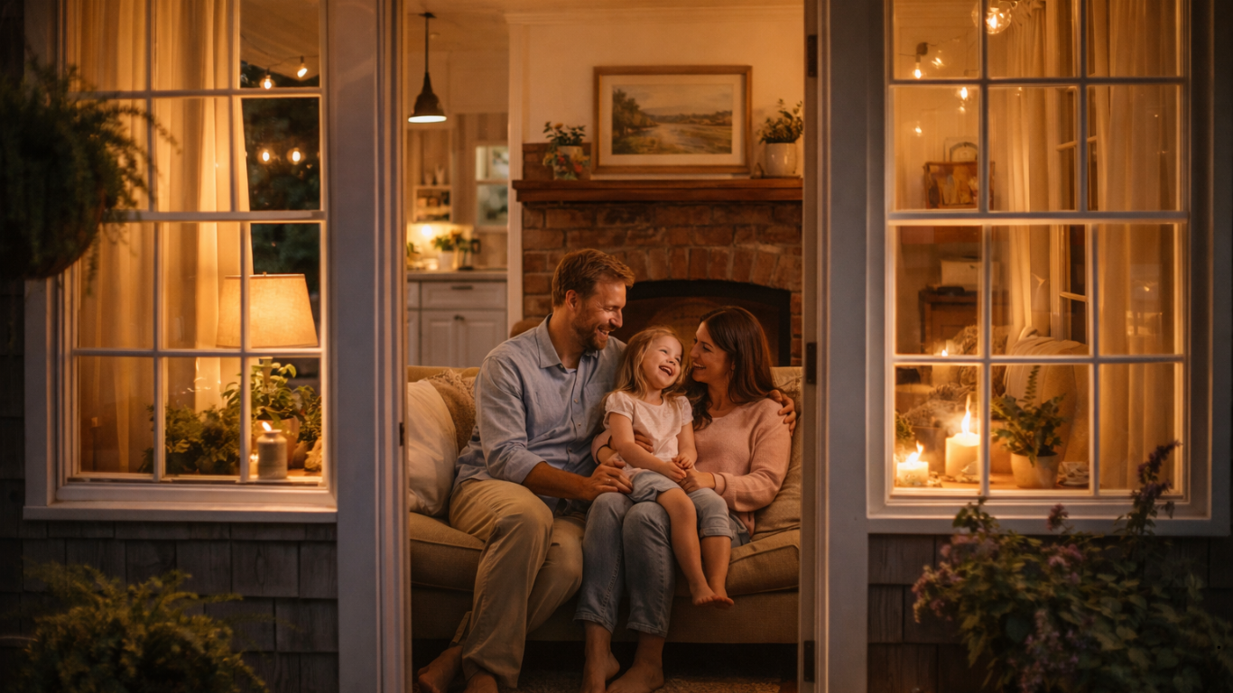Peaceful family stay surrounded by nature