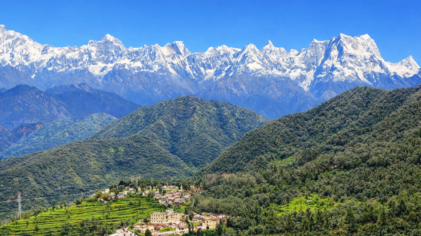 Khirsu village in Uttarakhand with Himalayan views