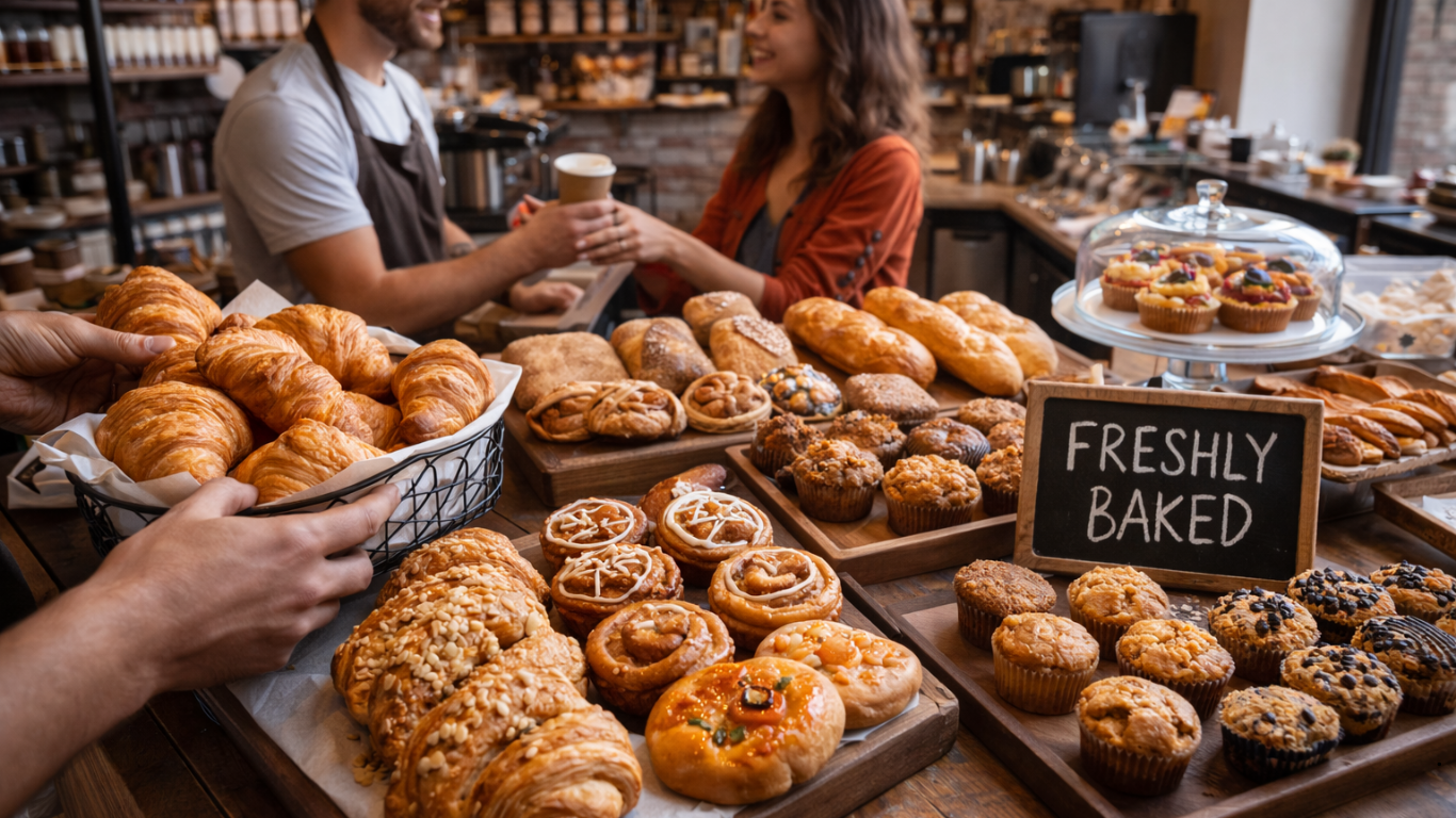 Fresh bakery with handmade breads and pastries