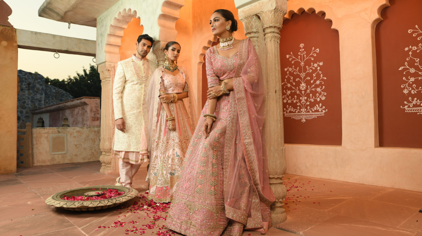 Wedding shopping clothing store with bridal wear